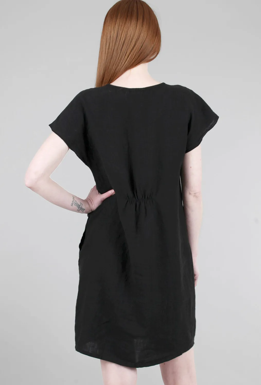 Clearance Evie Lou Easy Linen Shift Dress, Black