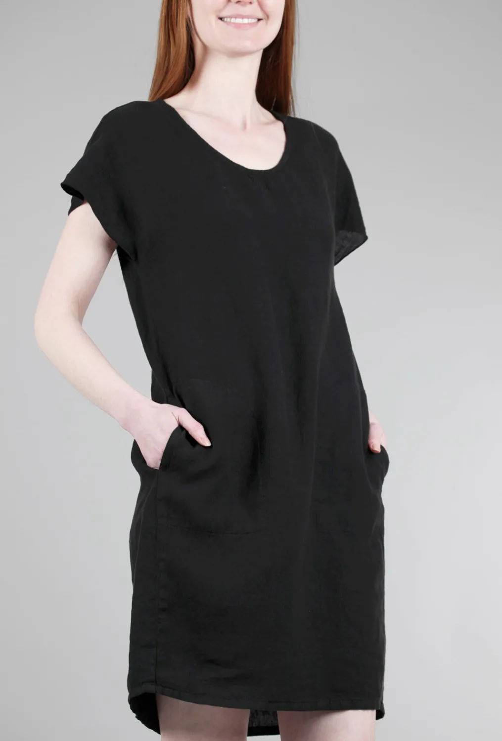 Clearance Evie Lou Easy Linen Shift Dress, Black