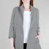 Fashion Evie Lou Ef Signature Swing Coat, Black Basketweave