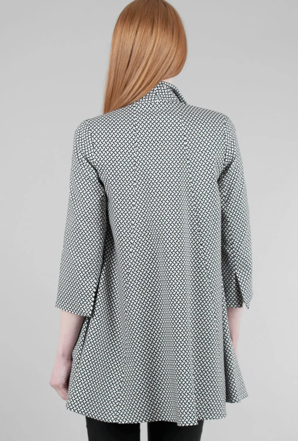 Fashion Evie Lou Ef Signature Swing Coat, Black Basketweave