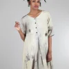 Clearance Evie Lou Elbow Button Dress, Pink/Stone