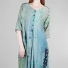 Fashion Evie Lou Elbow Button Dress, Sage/Blue