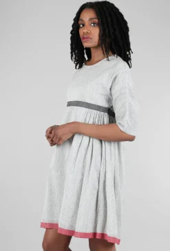 Shop Evie Lou Empire Grid Dress, Ecru/Gray