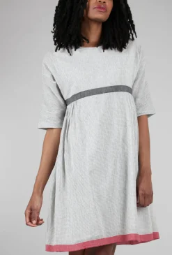 Shop Evie Lou Empire Grid Dress, Ecru/Gray