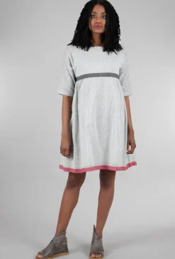 Shop Evie Lou Empire Grid Dress, Ecru/Gray