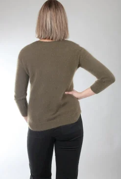 Sale Evie Lou Essential Raccoon Crew Sweater, Sage