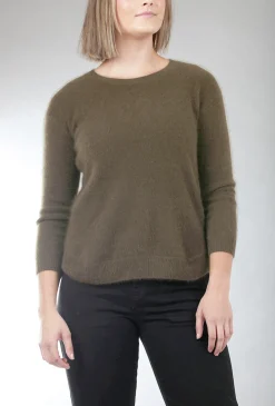 Sale Evie Lou Essential Raccoon Crew Sweater, Sage