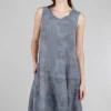 Clearance Evie Lou Faint Floral Linen Dress, Blue