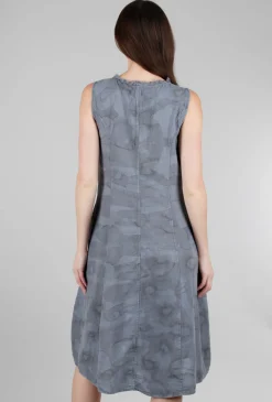 Clearance Evie Lou Faint Floral Linen Dress, Blue