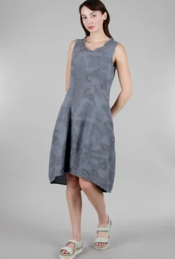 Clearance Evie Lou Faint Floral Linen Dress, Blue