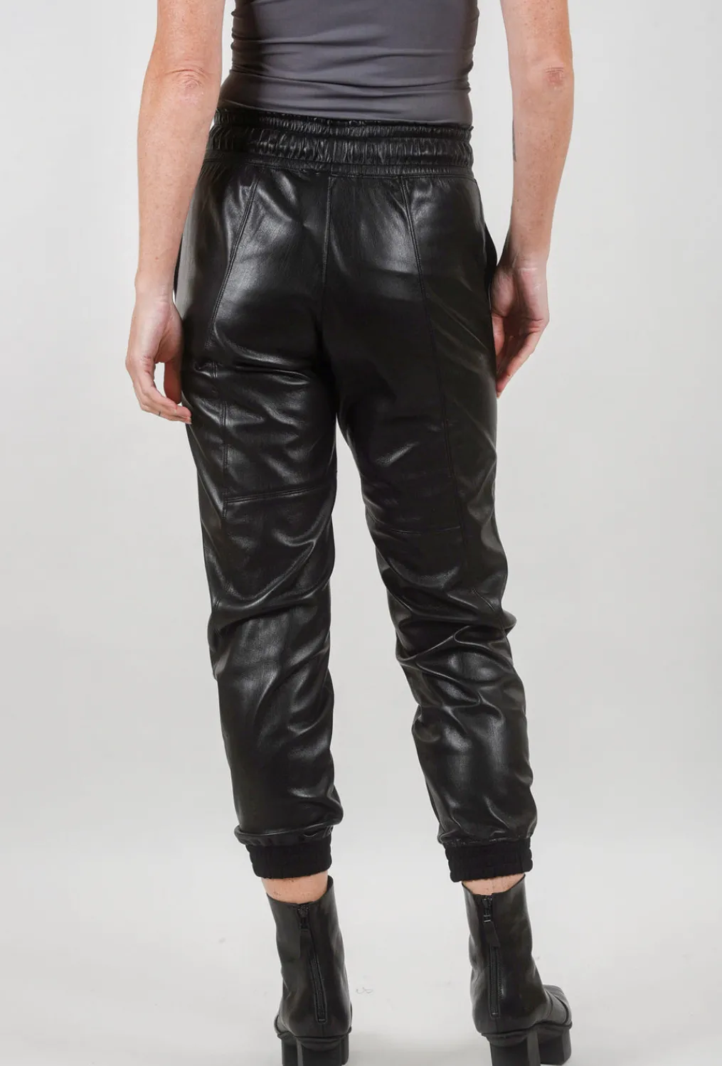Clearance Evie Lou Faux Leather Bavali Jogger, Black
