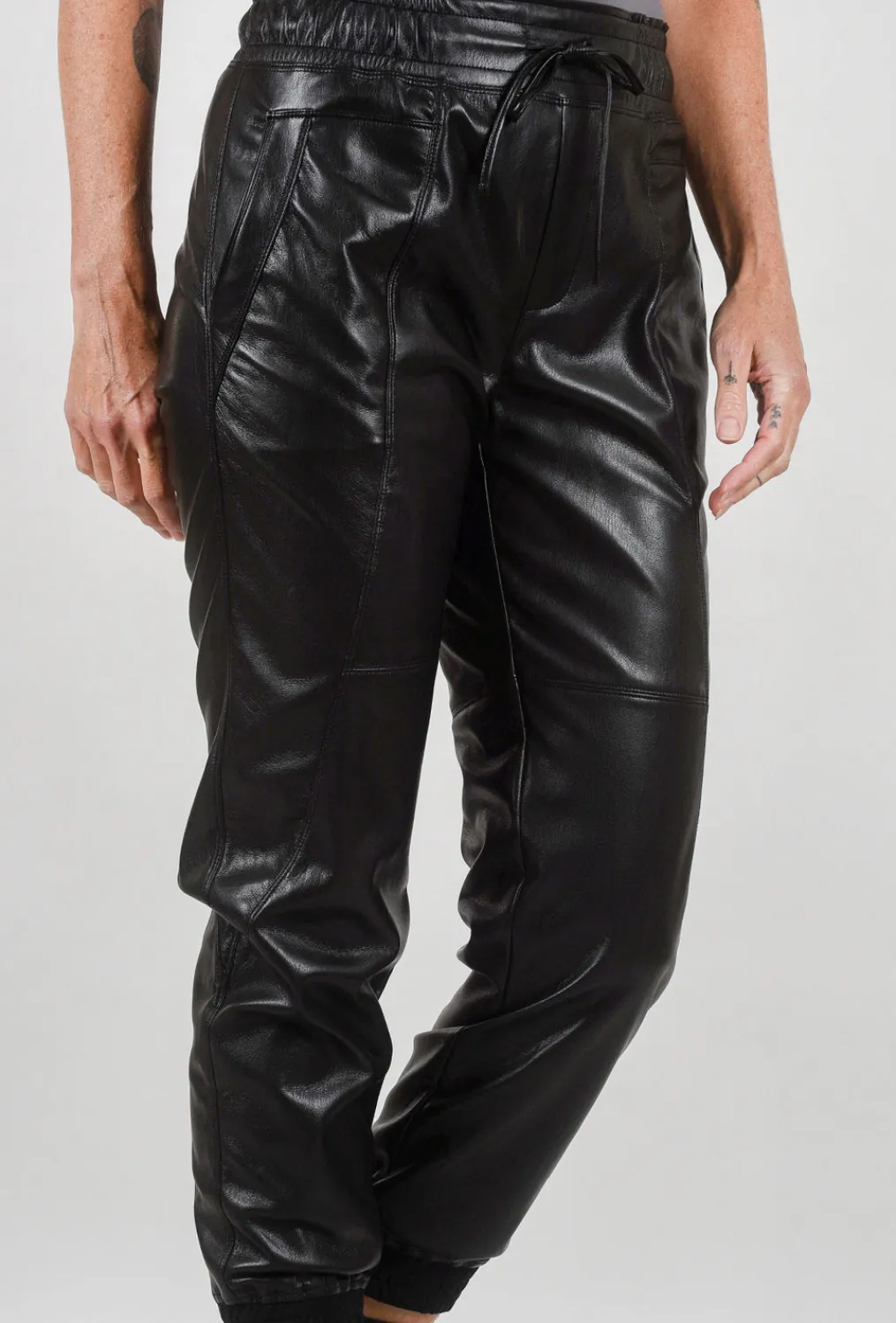 Clearance Evie Lou Faux Leather Bavali Jogger, Black