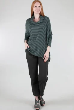 Best Sale Evie Lou Fleece Stripe Swing Cowl Top, Myrtle