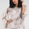 Clearance Evie Lou Floaty Sepia Top, Taupe Combo