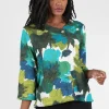 Best Sale Evie Lou Floral Crossover Neck Top, Teal