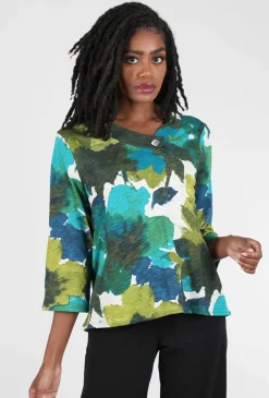 Best Sale Evie Lou Floral Crossover Neck Top, Teal