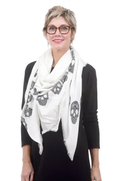Online Evie Lou Frida Skull Scarf, White
