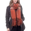 Online Evie Lou Fringe Plaid Scarf, Spice