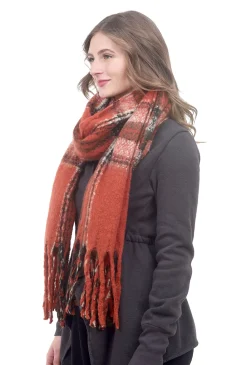 Online Evie Lou Fringe Plaid Scarf, Spice