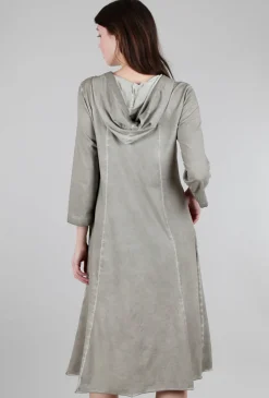 New Evie Lou Garment-Dyed Hoodie Dress, Taupe