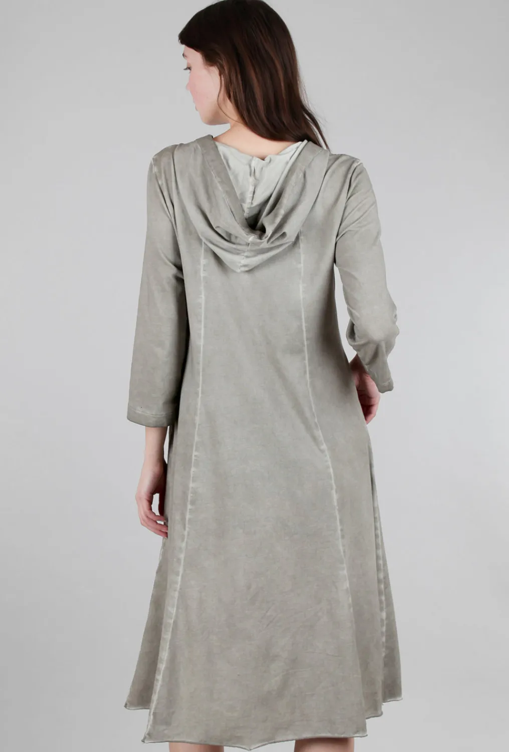 New Evie Lou Garment-Dyed Hoodie Dress, Taupe