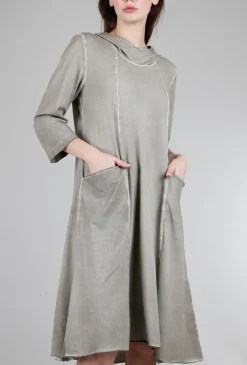 New Evie Lou Garment-Dyed Hoodie Dress, Taupe