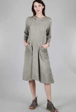 New Evie Lou Garment-Dyed Hoodie Dress, Taupe
