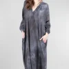Fashion Evie Lou Gauze Peasant Maxi Dress, Blue/Gold Splatter