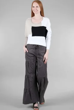 Discount Evie Lou Geometric Crop Sweater, White/Putty/Black