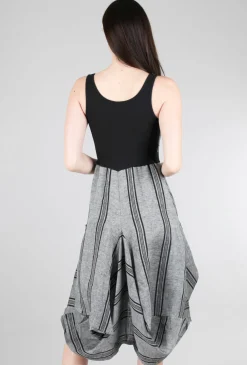 New Evie Lou Grigio Riga Dress, Black Stripe