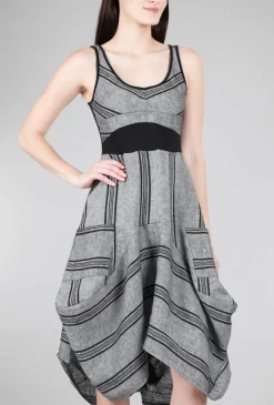 New Evie Lou Grigio Riga Dress, Black Stripe