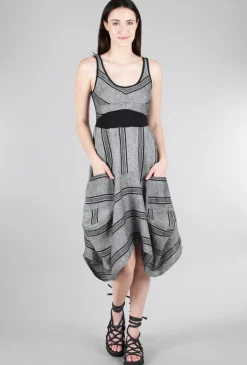 New Evie Lou Grigio Riga Dress, Black Stripe
