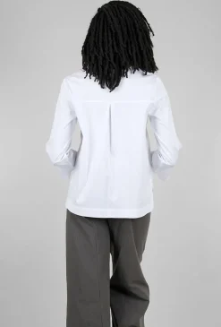 Sale Evie Lou High-Low Swing Shirt, White