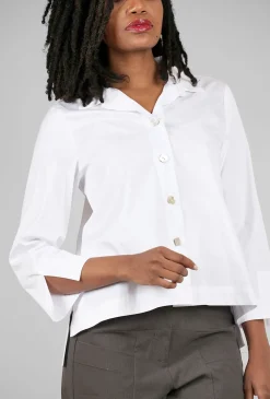 Sale Evie Lou High-Low Swing Shirt, White
