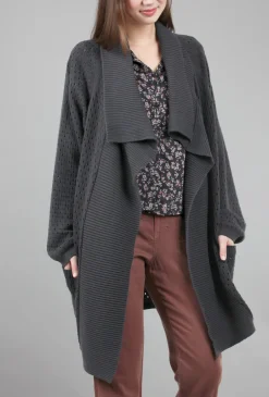 Cheap Evie Lou Holey Cardie, Charcoal