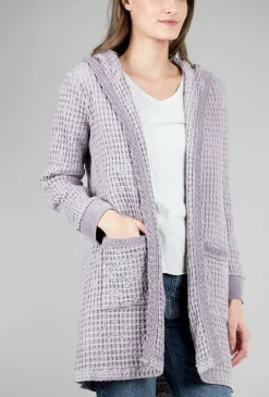 Clearance Evie Lou Hooded Waffle Cardie, Driftwood Gray