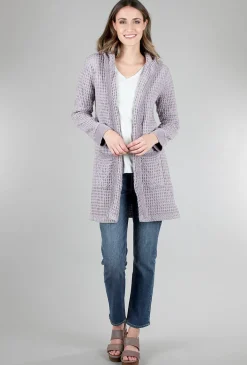 Clearance Evie Lou Hooded Waffle Cardie, Driftwood Gray