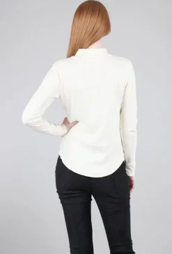 Discount Evie Lou Ideal Mock-Neck Tee, Ecru