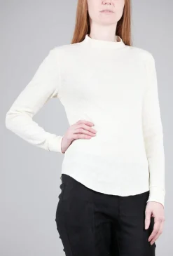 Discount Evie Lou Ideal Mock-Neck Tee, Ecru