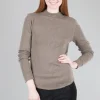 Hot Evie Lou Ideal Mock-Neck Tee, Truffle