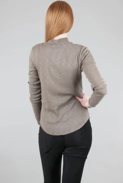 Hot Evie Lou Ideal Mock-Neck Tee, Truffle