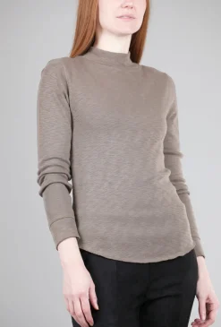 Hot Evie Lou Ideal Mock-Neck Tee, Truffle