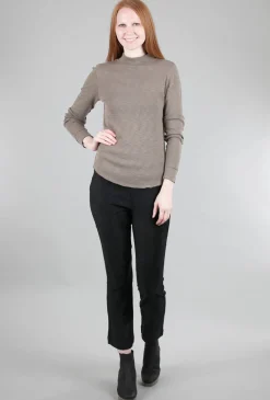 Hot Evie Lou Ideal Mock-Neck Tee, Truffle