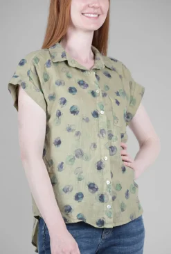 Shop Evie Lou Ink Spot Linen Pocket Shirt, Seaweed