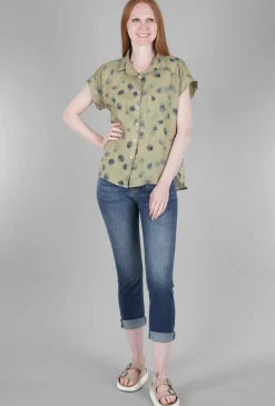 Shop Evie Lou Ink Spot Linen Pocket Shirt, Seaweed