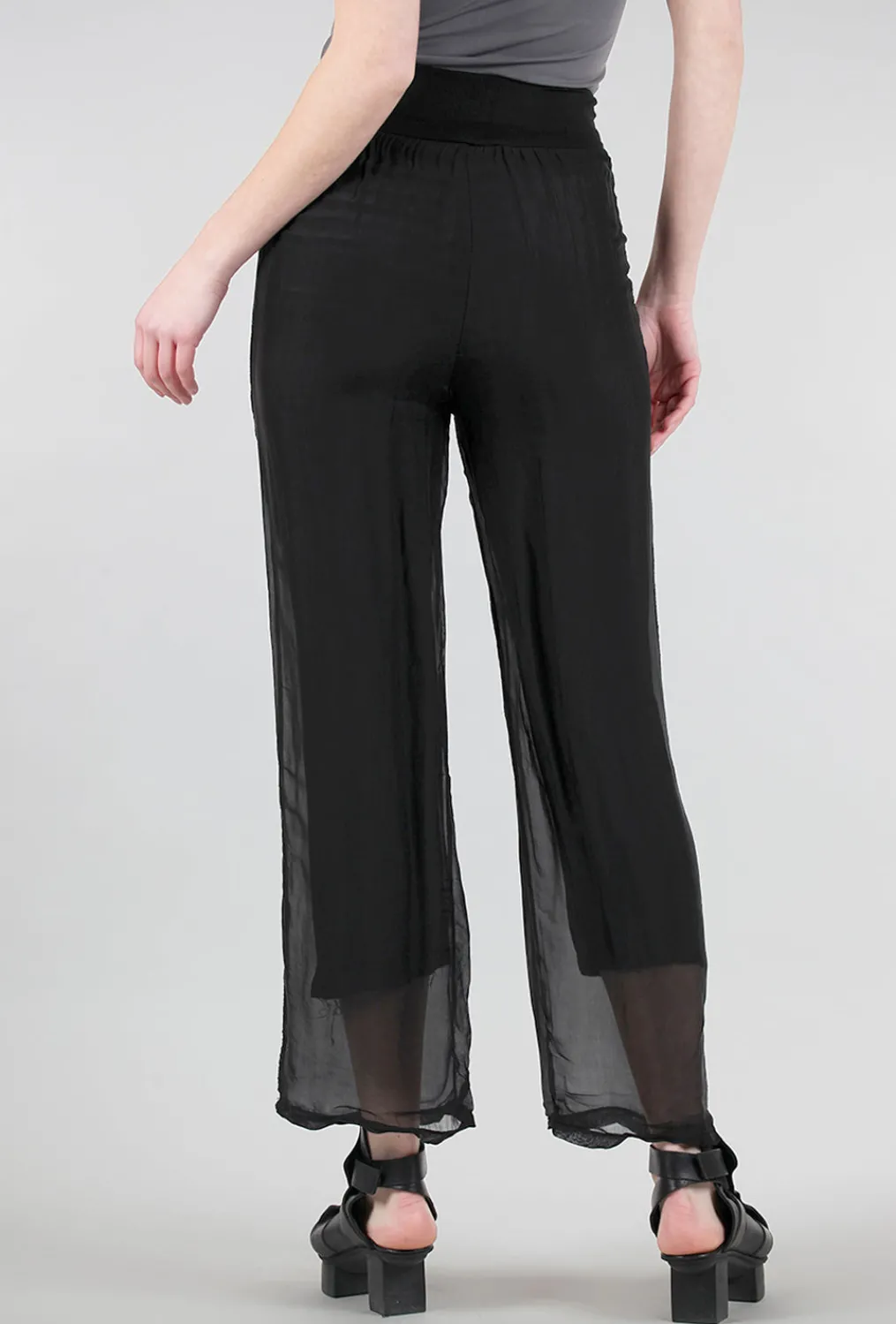 Best Evie Lou Jersey-Lined Silky Pant, Black