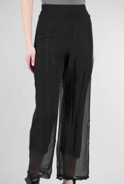 Best Evie Lou Jersey-Lined Silky Pant, Black