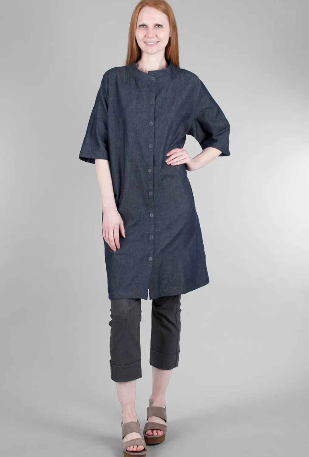 New Evie Lou Kamiko Denim Dress, Blue