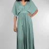 Best Sale Evie Lou Kimono Sleeve Maxi Dress, Dusty Teal