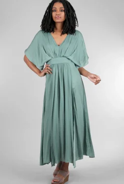 Best Sale Evie Lou Kimono Sleeve Maxi Dress, Dusty Teal